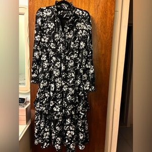 Floral Black and White Dress